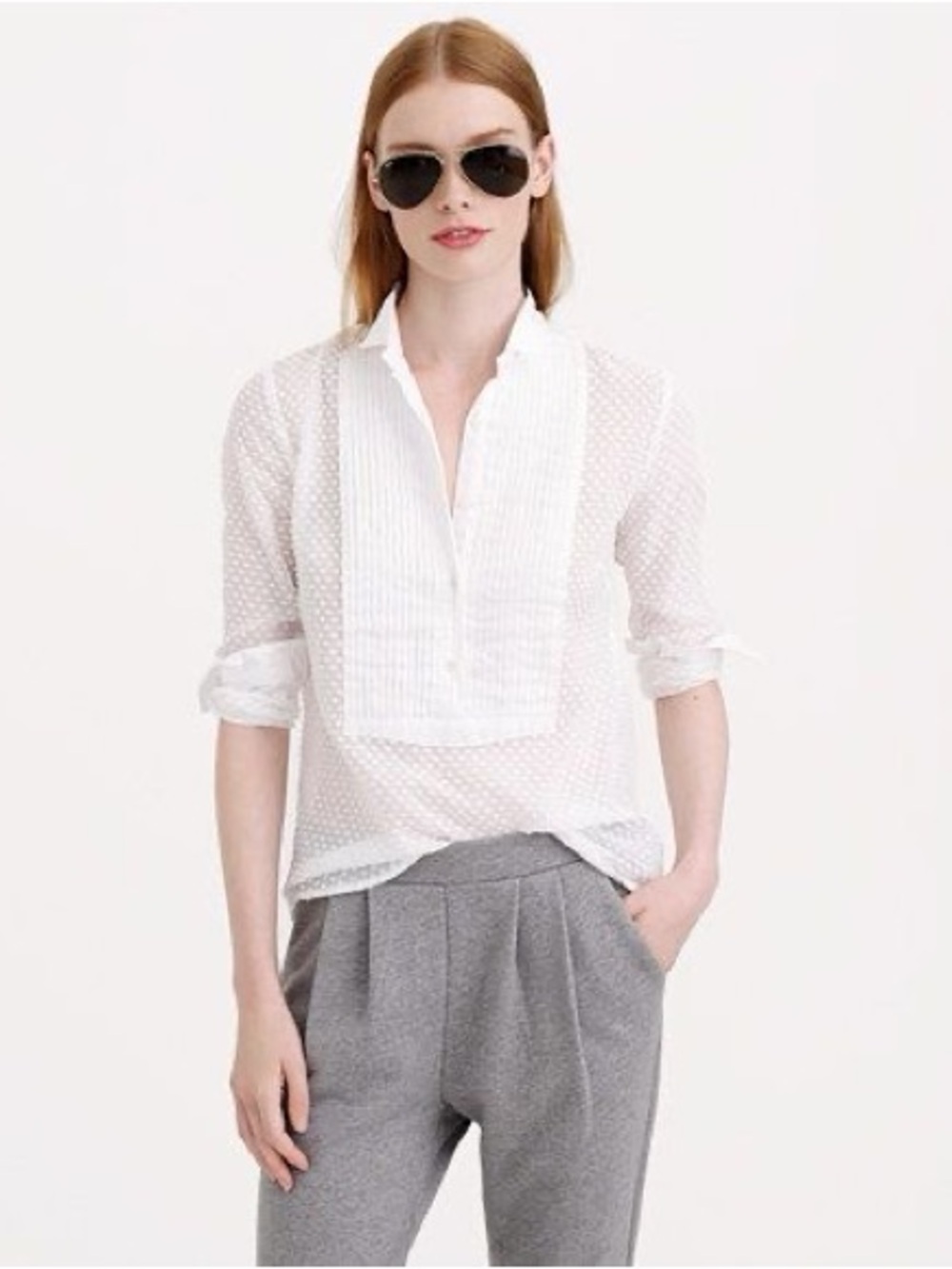 J. Crew Swiss Dot Popover Blouse